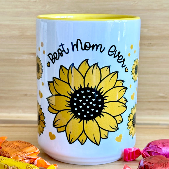 Best Mom Ever with Sunflowers Mug