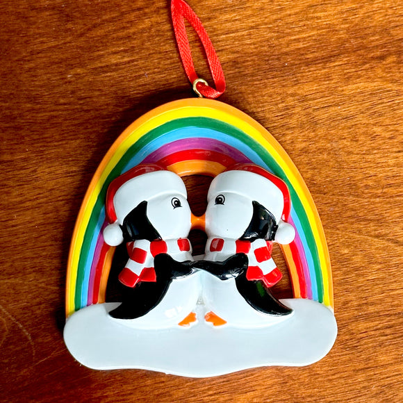 Rainbow Penguins Ornament
