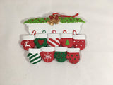 Mittens on a Mantel Ornament available with 9, 10, 11, 12, 13, or 14 mittens