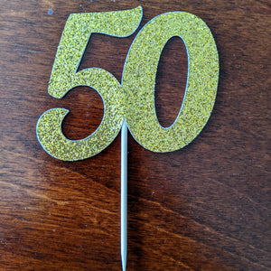 Set of 6 '50' cupcake cake toppers