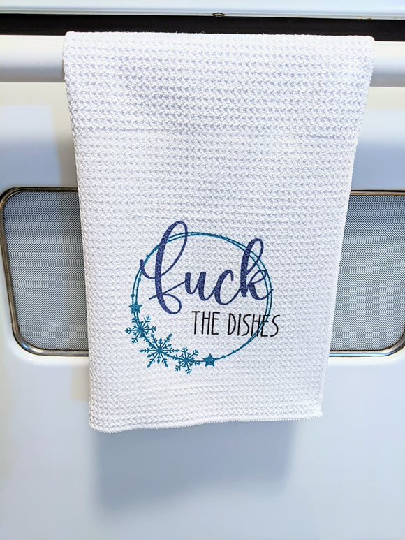 Fuck The Dishes Tea Towel - Blue