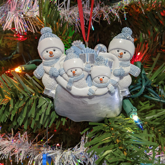 Snowman Family Ornament - Available in 2, 3, 4, 5, or 6 heads