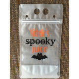 Spooky Halloween Drinking Pouch for Adult Beverage Parties for those wicked enough to face the ghouls, ghosts, goblins, bats, and black cats