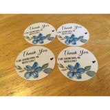 Thank You For Showering Me With Love Blue Flower Sticker Sets, Custom Bridal Shower Gift, Personalized Favor Stickers, Baby Shower Favor Set