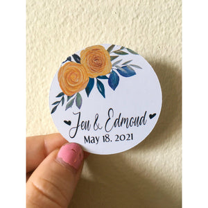 Custom Yellow Rose Wedding Date Sticker Sets