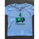 Personalized Garbage Truck Birthday Party TShirt, 4th Birthday Shirt for Kids, Garbage recycling trash truck shirt, Toddler Birthday Boy Tee