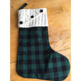Personalized Knit Button Top Buffalo Plaid Christmas Stocking, Red Plaid Stocking, Green Christmas Stockings, Santa Sock, Fireplace Sock