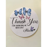 Custom Thank You Blue And Pink Butterfly Sticker Sets